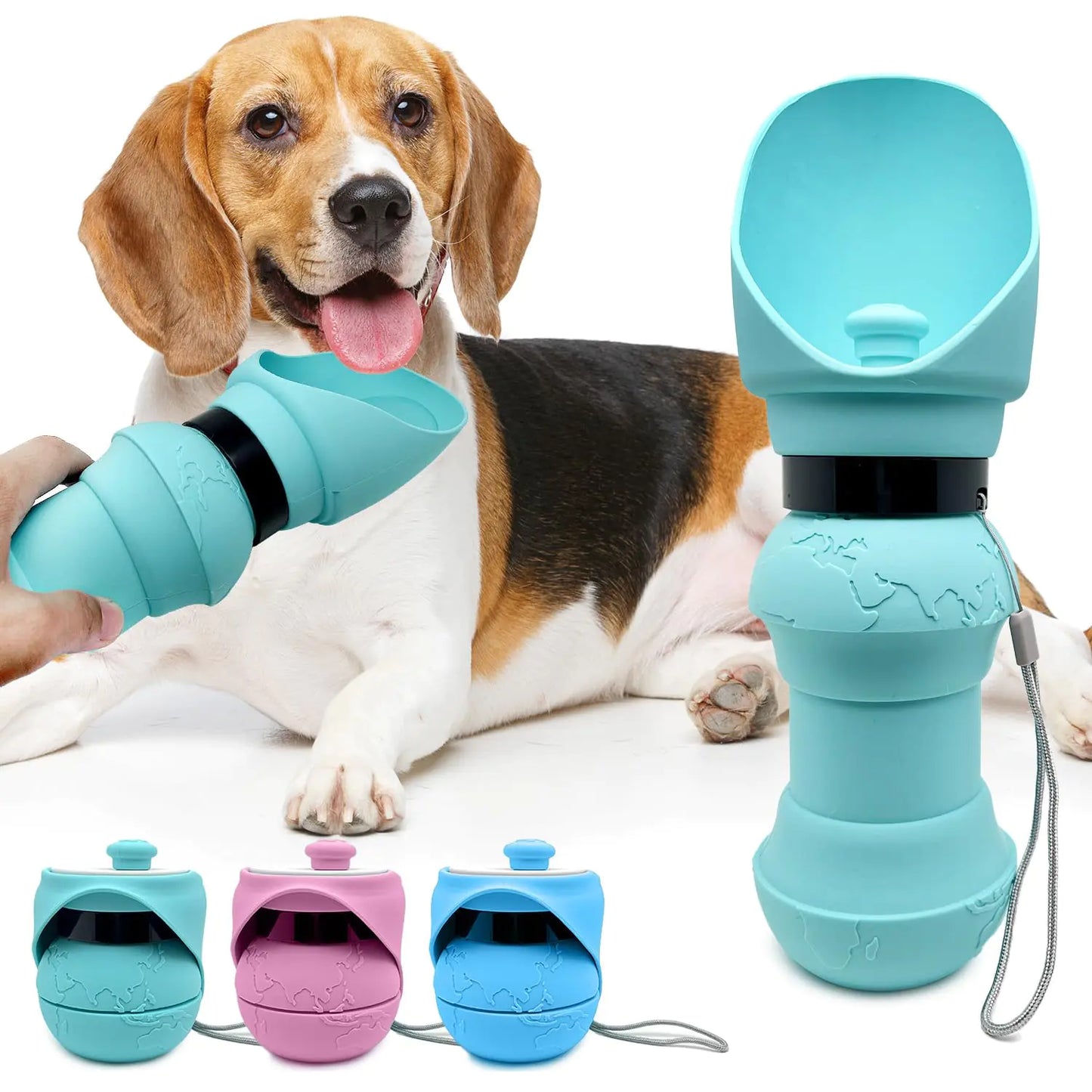 Portable Dog Water Bottle Collapsible Dog Water Dispenser | Leak Proof Dog Travel Water Bottle | Dog Water Bottle Portable for Outdoor Walking Hiking Travel | 19oz (Tiffany Blue 19 oz)